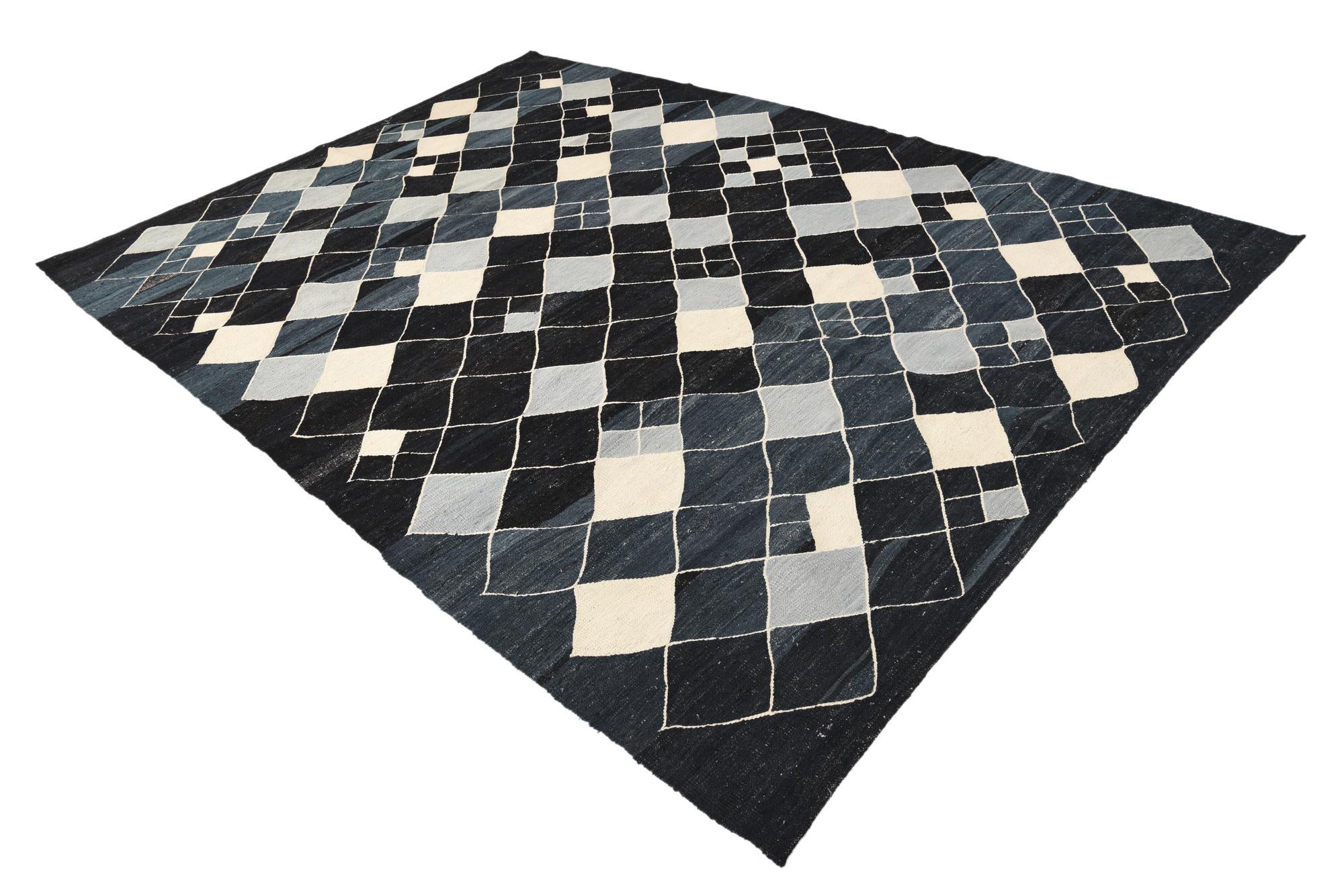 7' x 9' 8 Hand Woven Kilim Modern Wool Rug