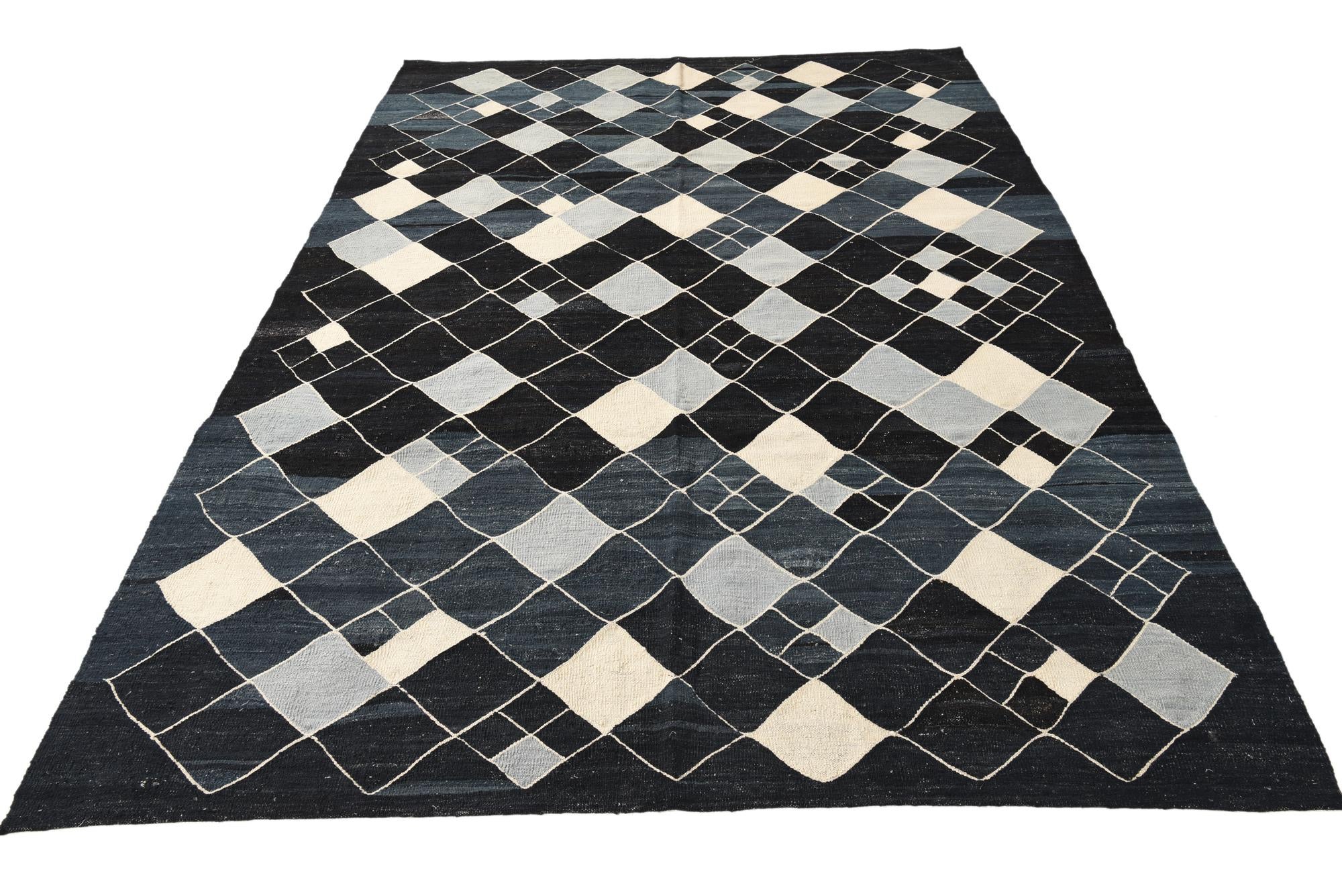 7' x 9' 8 Hand Woven Kilim Modern Wool Rug