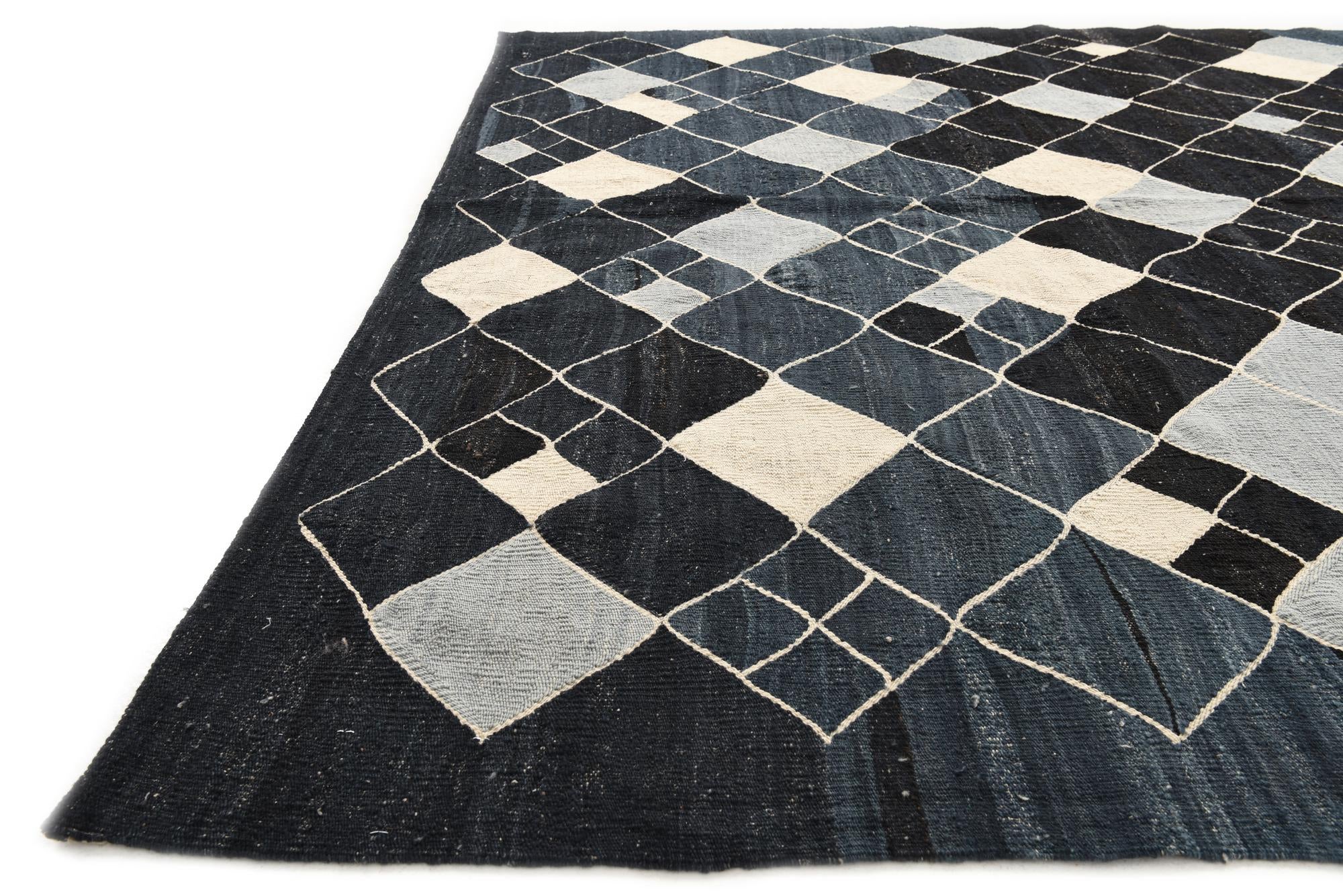 7' x 9' 8 Hand Woven Kilim Modern Wool Rug
