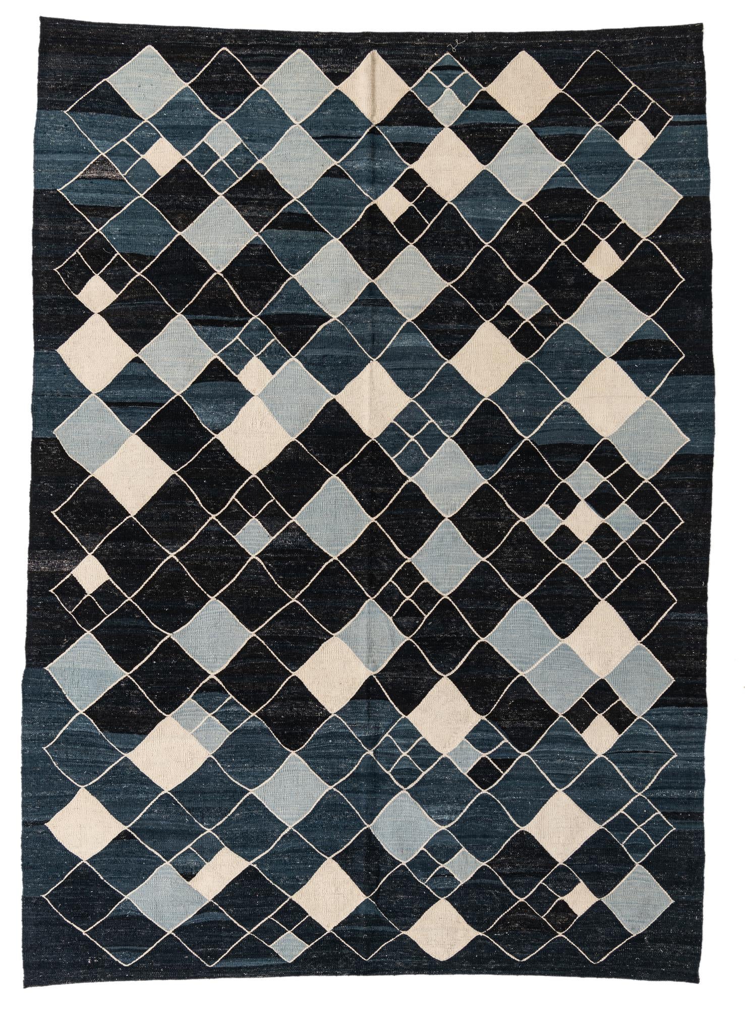 7' x 9' 8 Hand Woven Kilim Modern Wool Rug