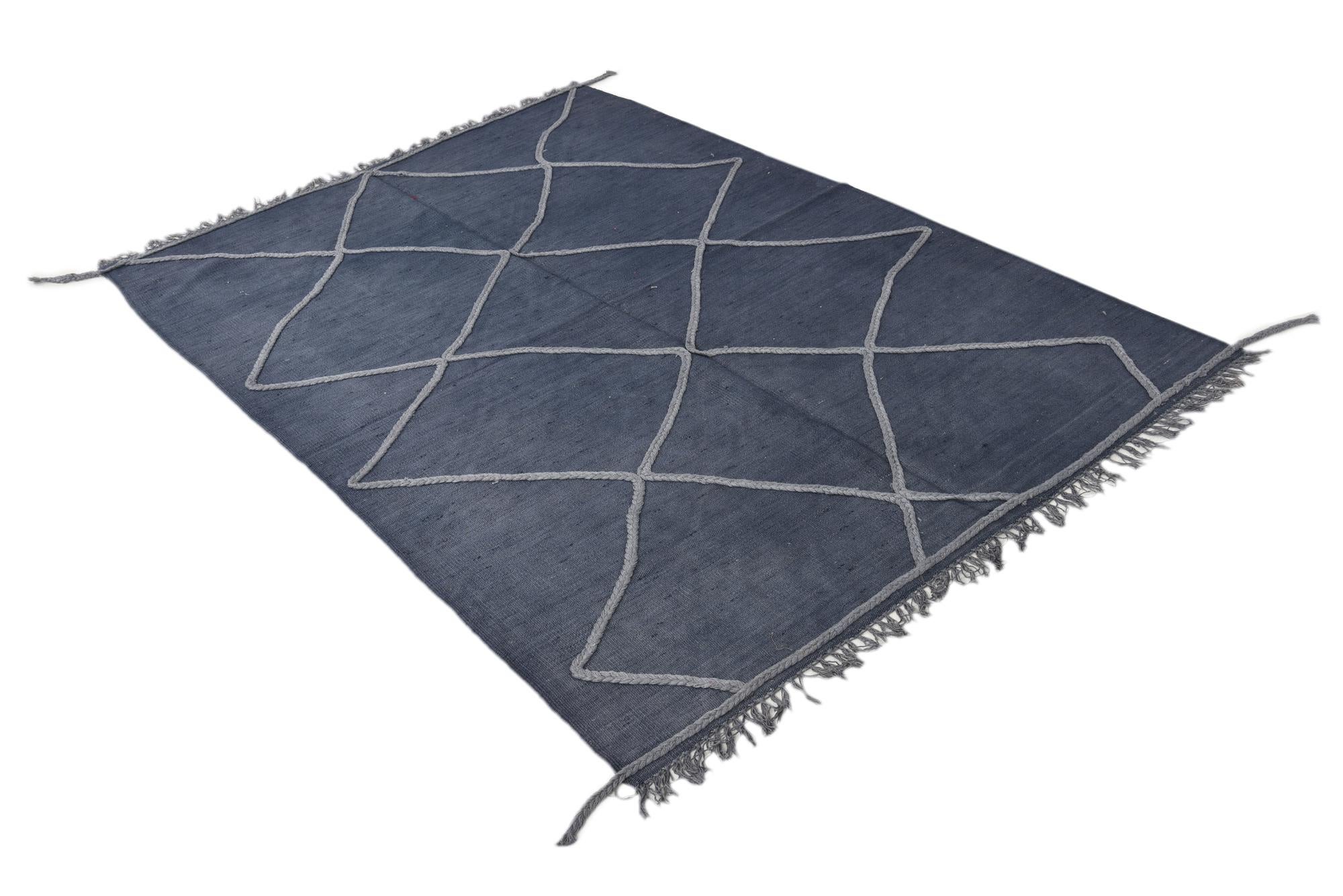 4' 9 x 7' Hand Woven Kilim Modern Wool Rug