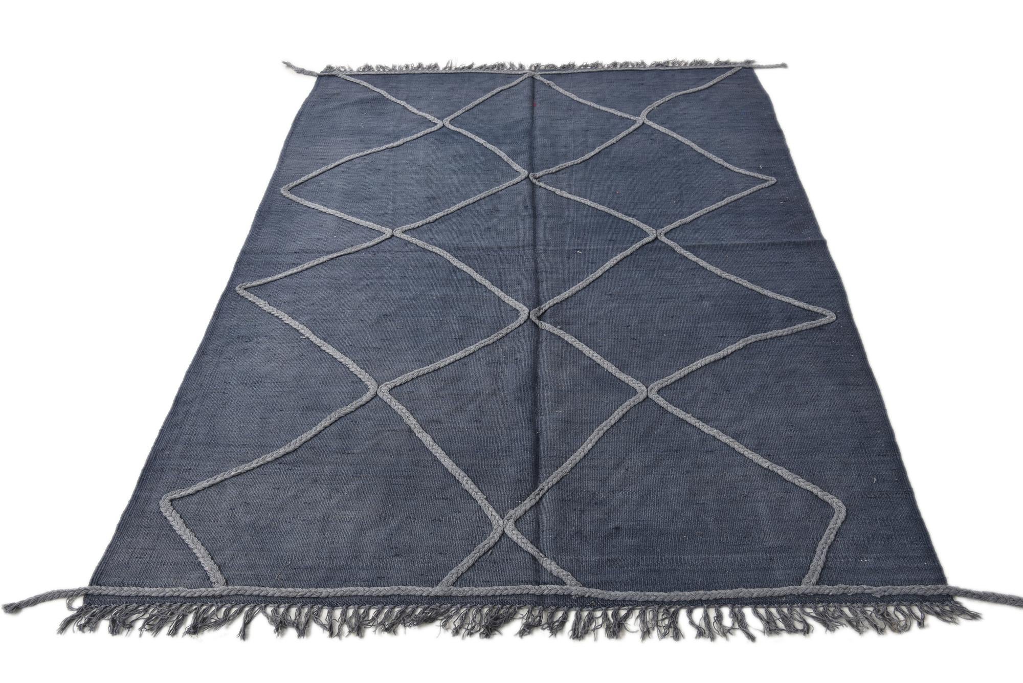 4' 9 x 7' Hand Woven Kilim Modern Wool Rug