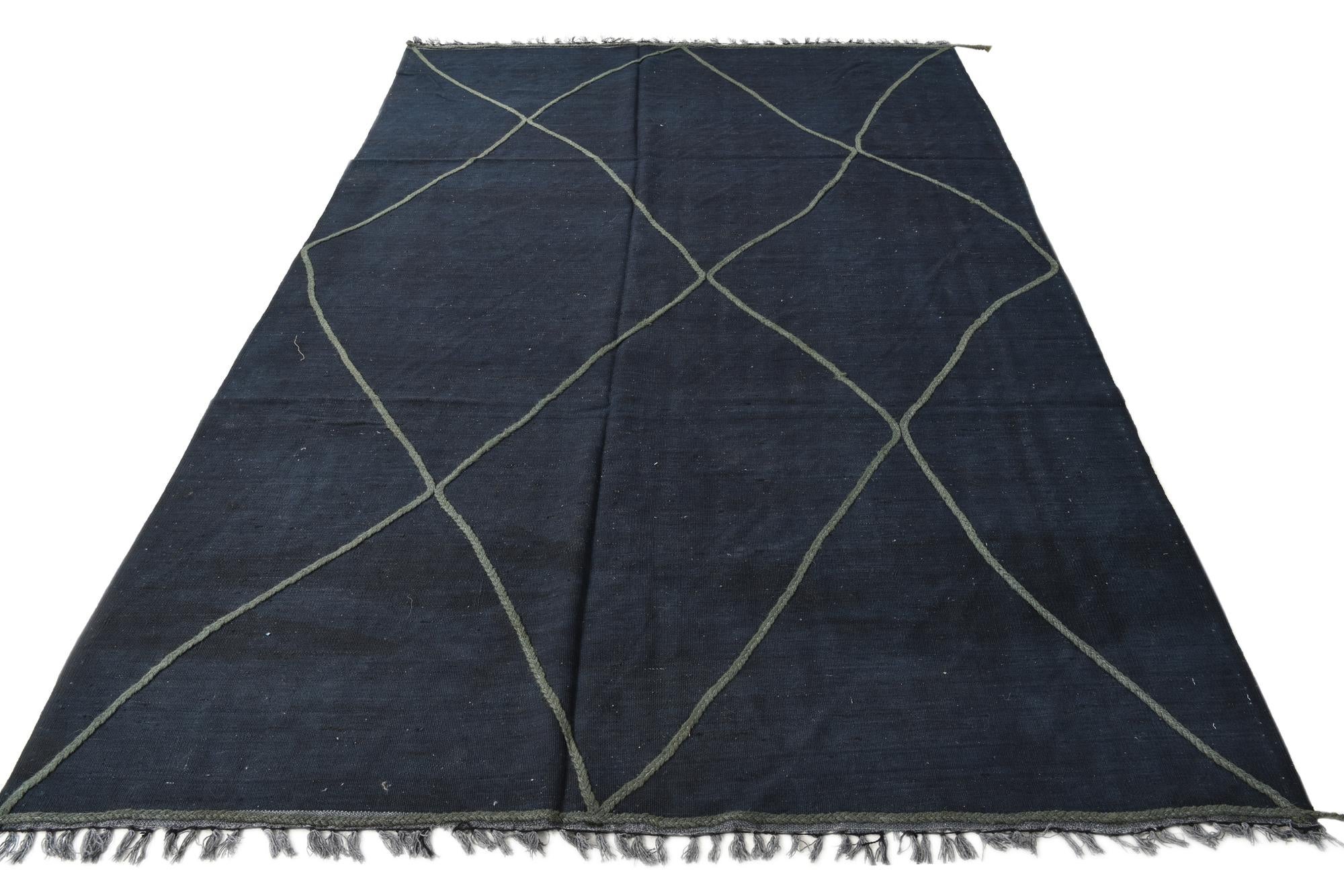 6' 5 x 10' 1 Hand Woven Kilim Modern Wool Rug