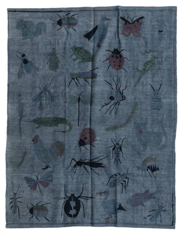 Detail image of 4' 10 x 6' 7 Hand Woven Kilim Suzani Wool Rug