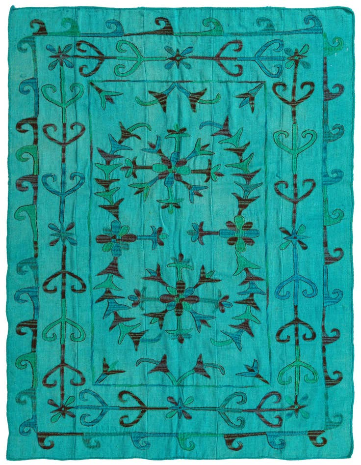 Detail image of 5' 3 x 7' 4 Hand Woven Kilim Suzani Wool Rug