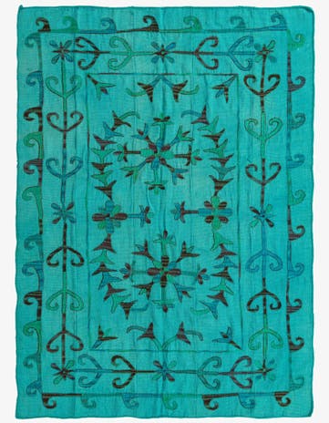 5' 3 x 7' 4 Hand Woven Kilim Suzani Wool Rug