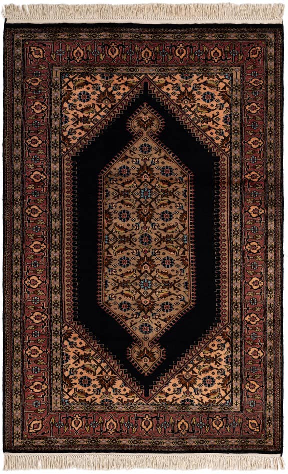 Detail image of 4' 1 x 6' 2 Hand Knotted Lahour Oriental Wool Rug
