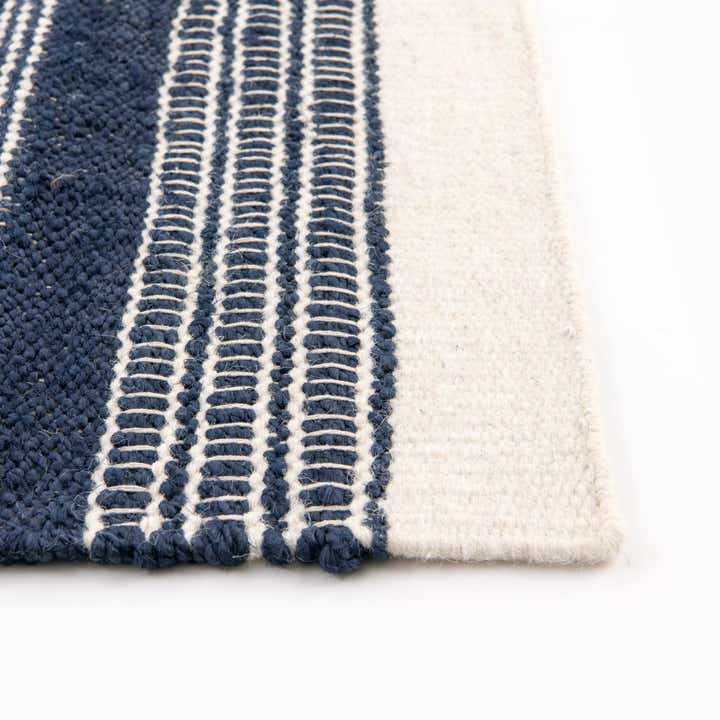 Custom Navy Blue Hand Woven Lariat Rug