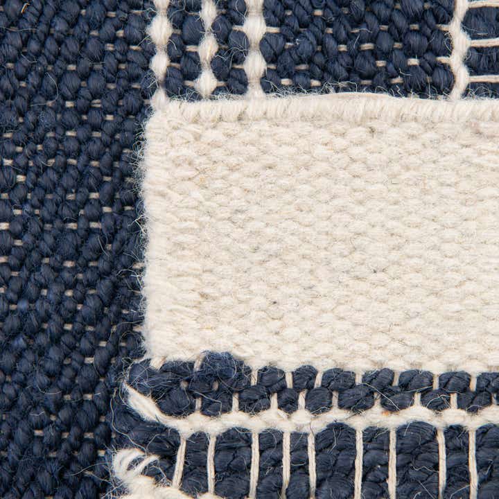 Custom Navy Blue Hand Woven Lariat Rug