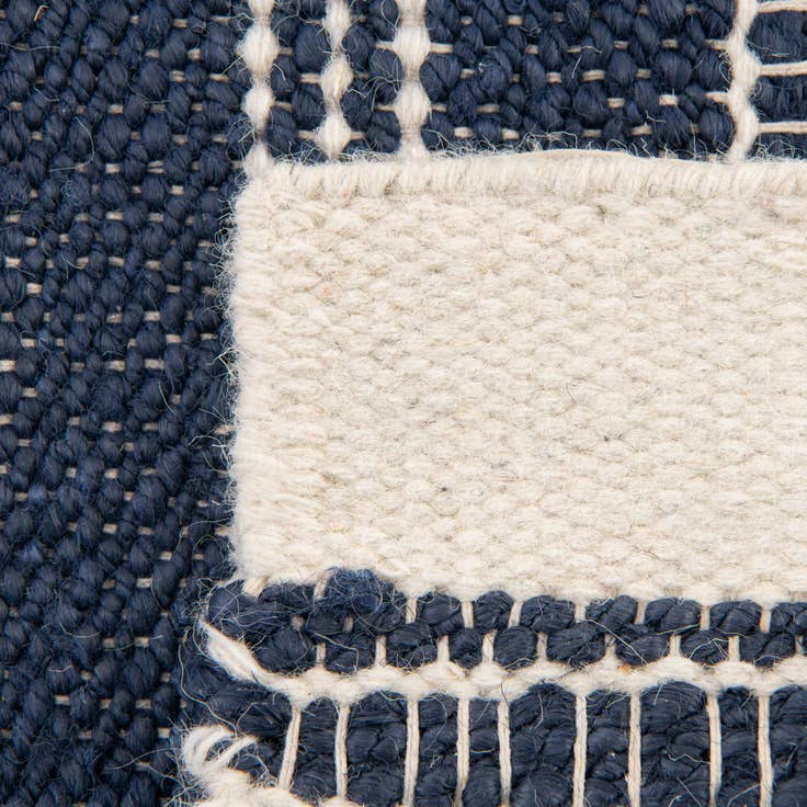 Detail image of Custom Navy Blue Hand Woven Lariat Rug