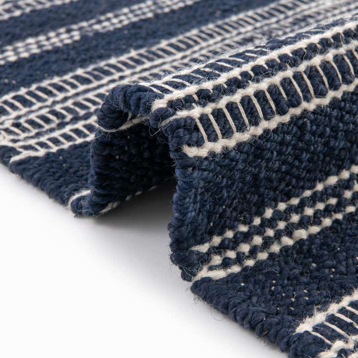 Custom Navy Blue Hand Woven Lariat Rug