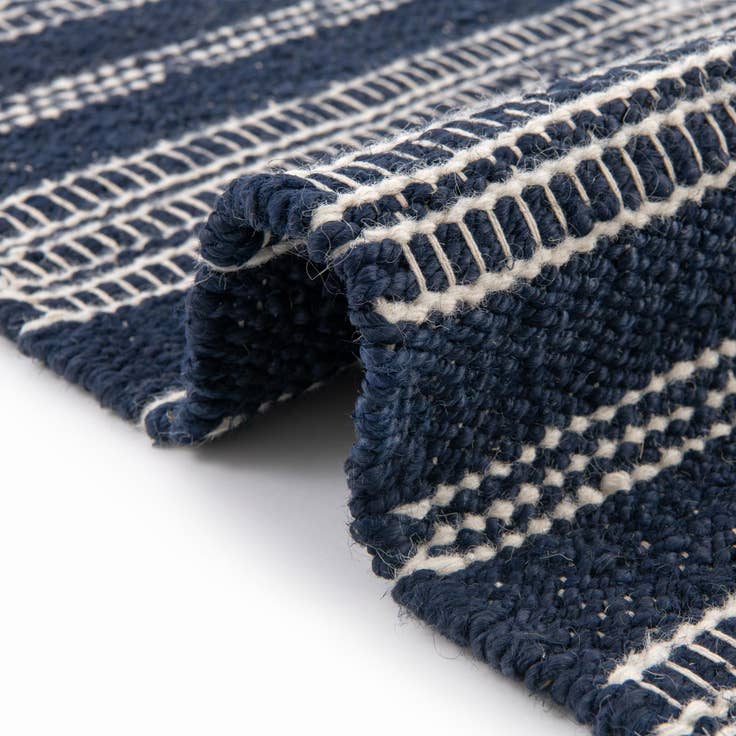 Detail image of Custom Navy Blue Hand Woven Lariat Rug