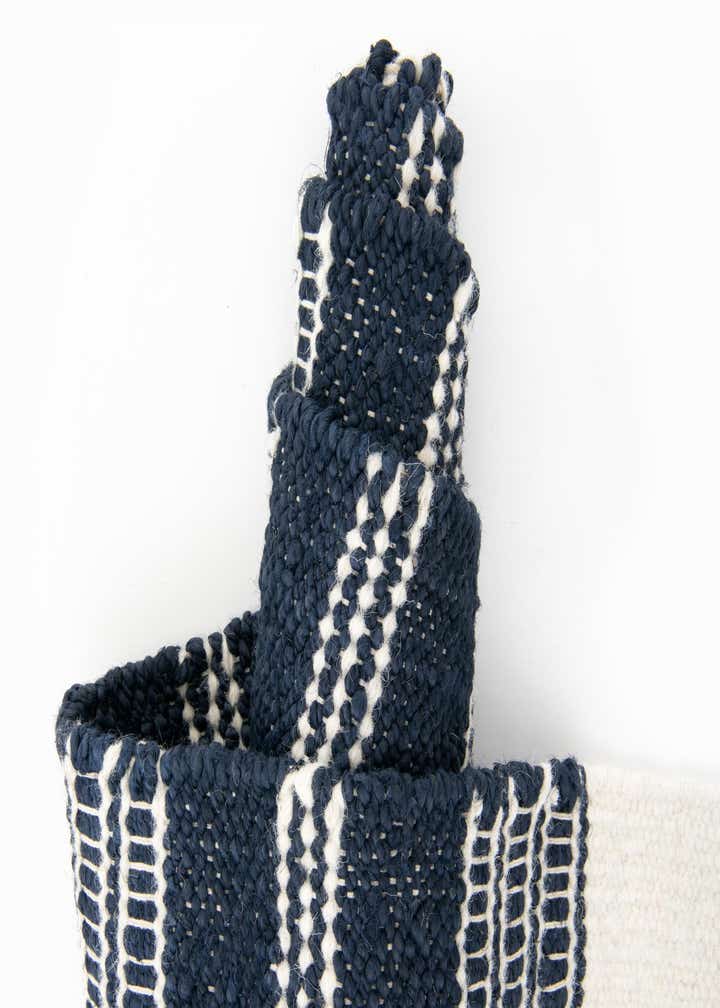 Custom Navy Blue Hand Woven Lariat Rug