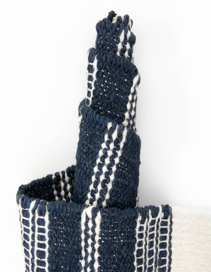 Detail image of Custom Navy Blue Hand Woven Lariat Rug
