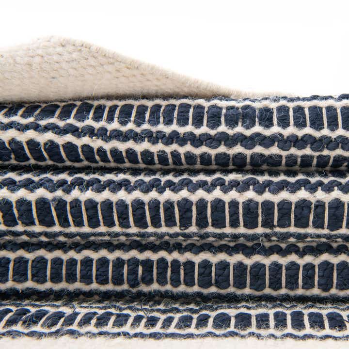 Custom Navy Blue Hand Woven Lariat Rug