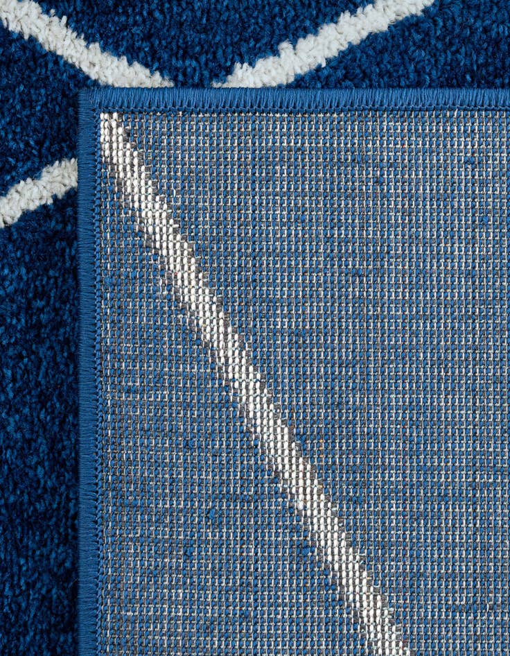 Detail image of Custom Navy Blue Lattice Frieze Rug
