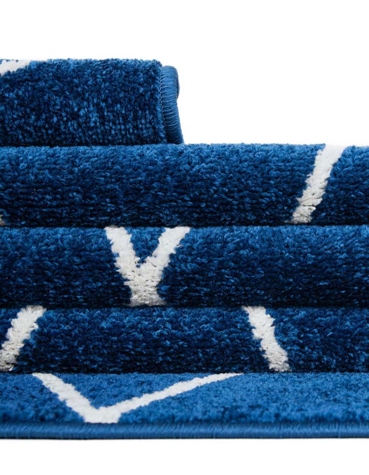Custom Navy Blue Lattice Frieze Rug