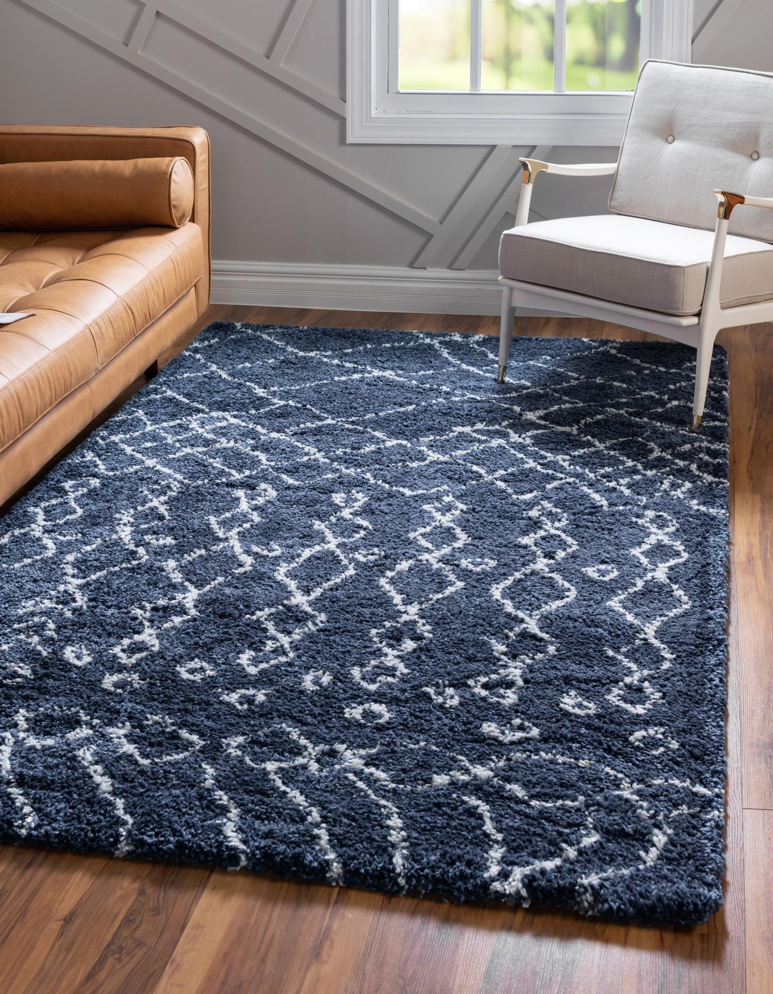 Custom Navy Blue Marrakesh Shag Rug