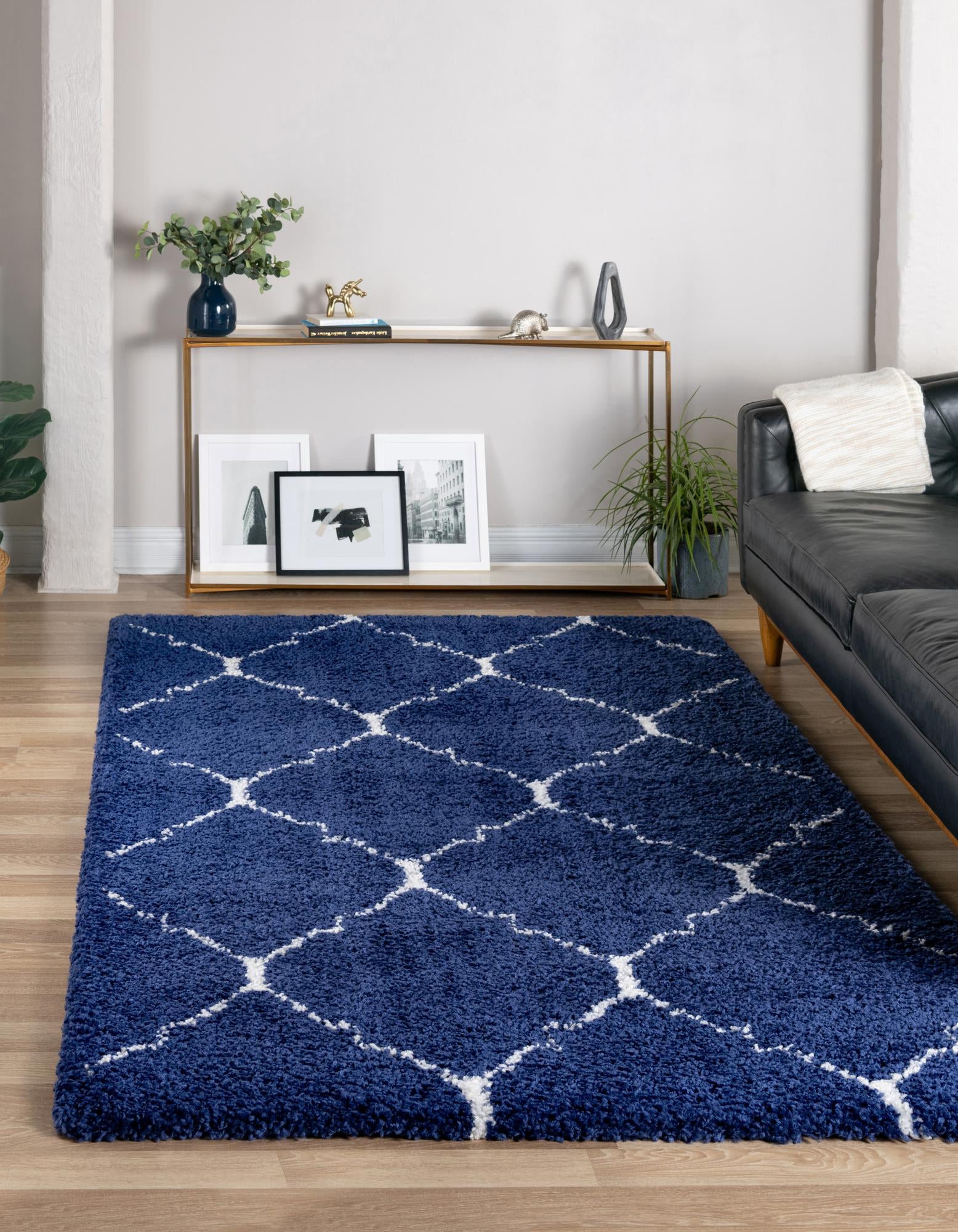 Custom Navy Blue Marrakesh Shag Rug