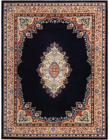 Navy Blue Mashad Design Rug