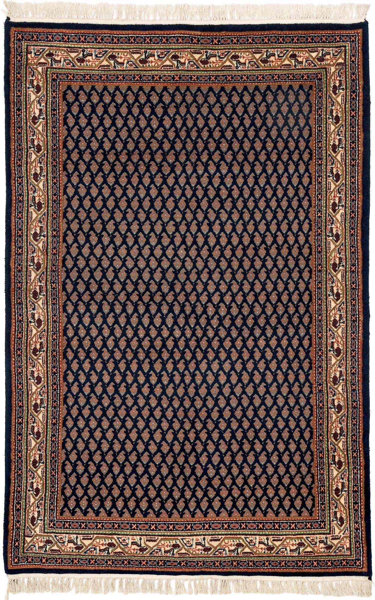 4' x 6' 1 Hand Knotted Mir Wool Rug