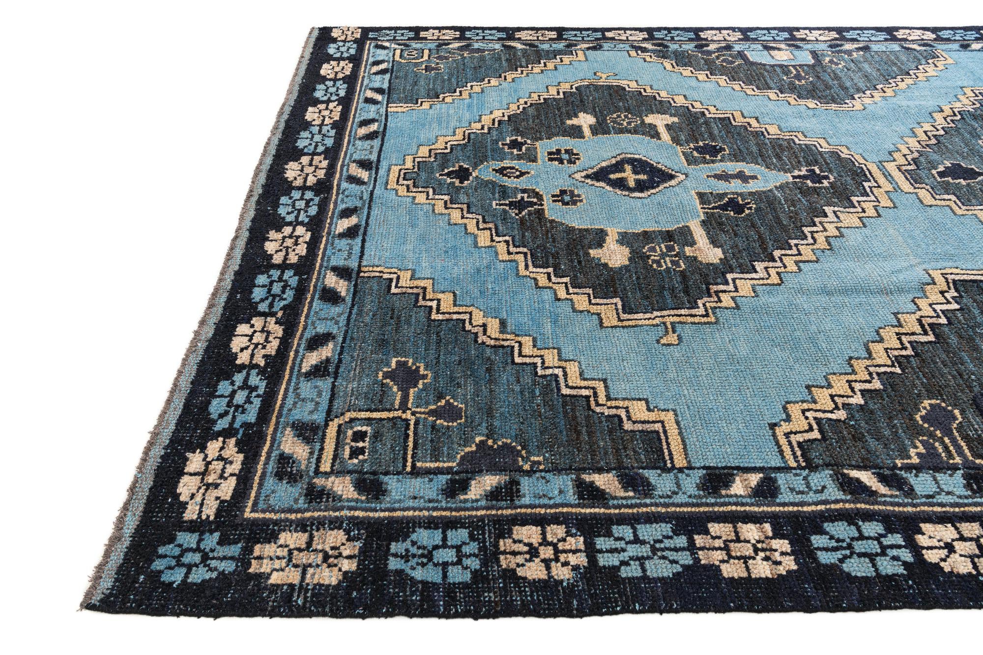 8' 10 x 12' 7 Hand Knotted Moroccan Wool Rug