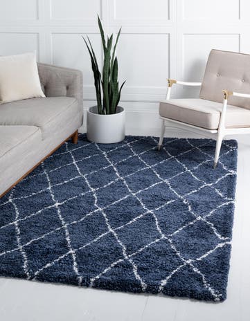 Navy Blue Moroccan Shag Rug