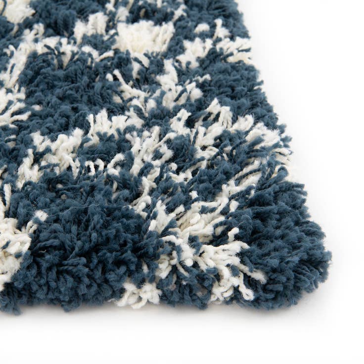 Detail image of Custom Navy Blue Moroccan Trellis Shag Rug