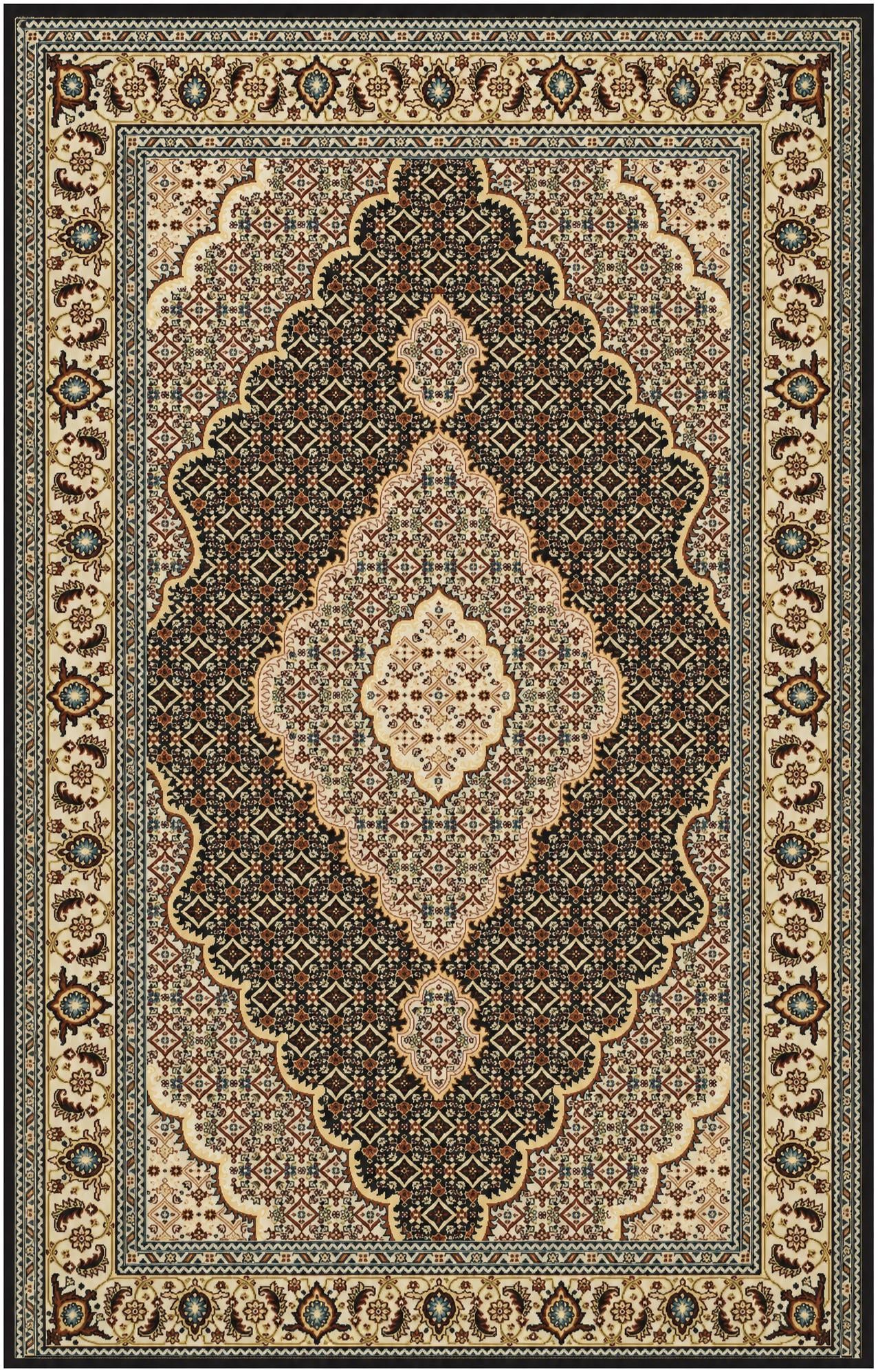 Navy Blue Nain Design Rug