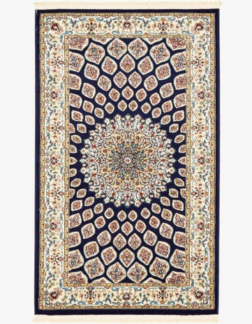 Navy Blue Nain Design Rug