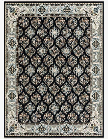 Navy Blue Nain Design Rug