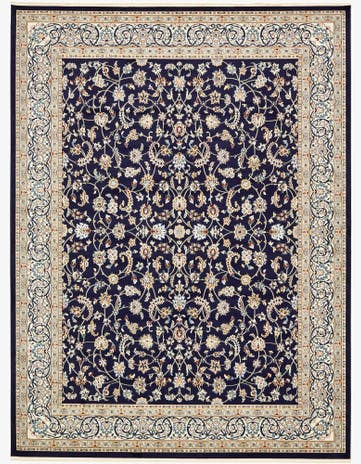 Navy Blue Nain Design Rug