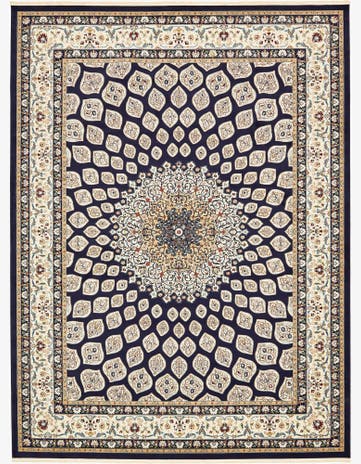 Navy Blue Nain Design Rug