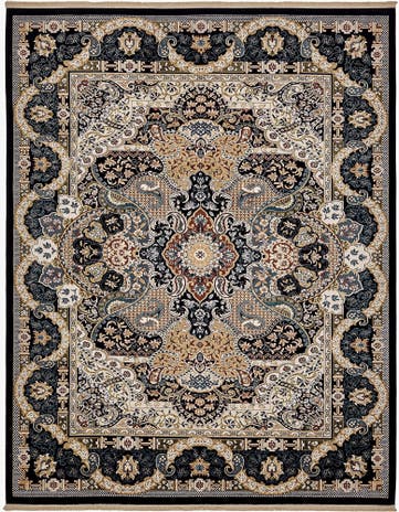 Navy Blue Nain Design Rug