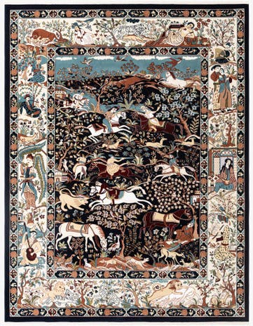 Navy Blue Nain Design Rug