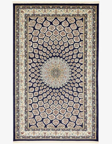Navy Blue Nain Design Rug