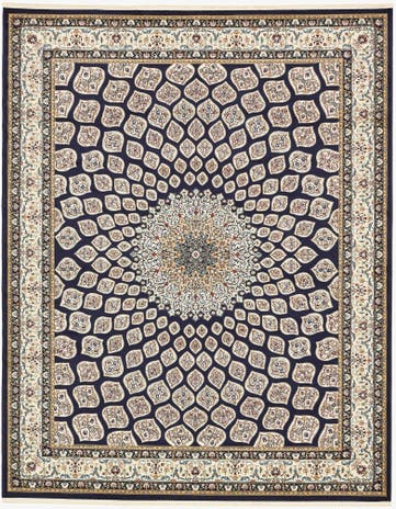 Navy Blue Nain Design Rug