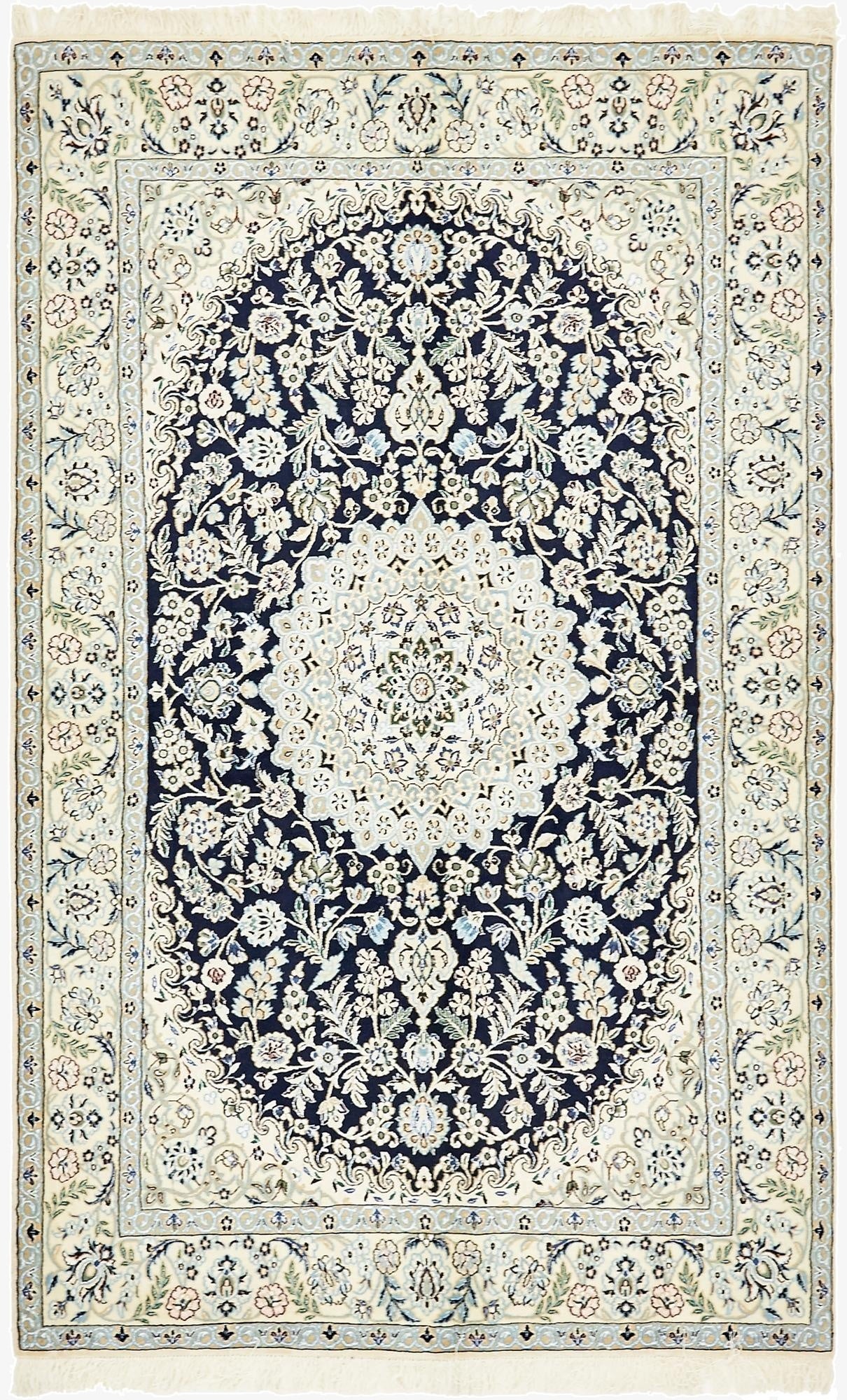 5' 2 x 8' 3  Hand Knotted Nain Persian Rug