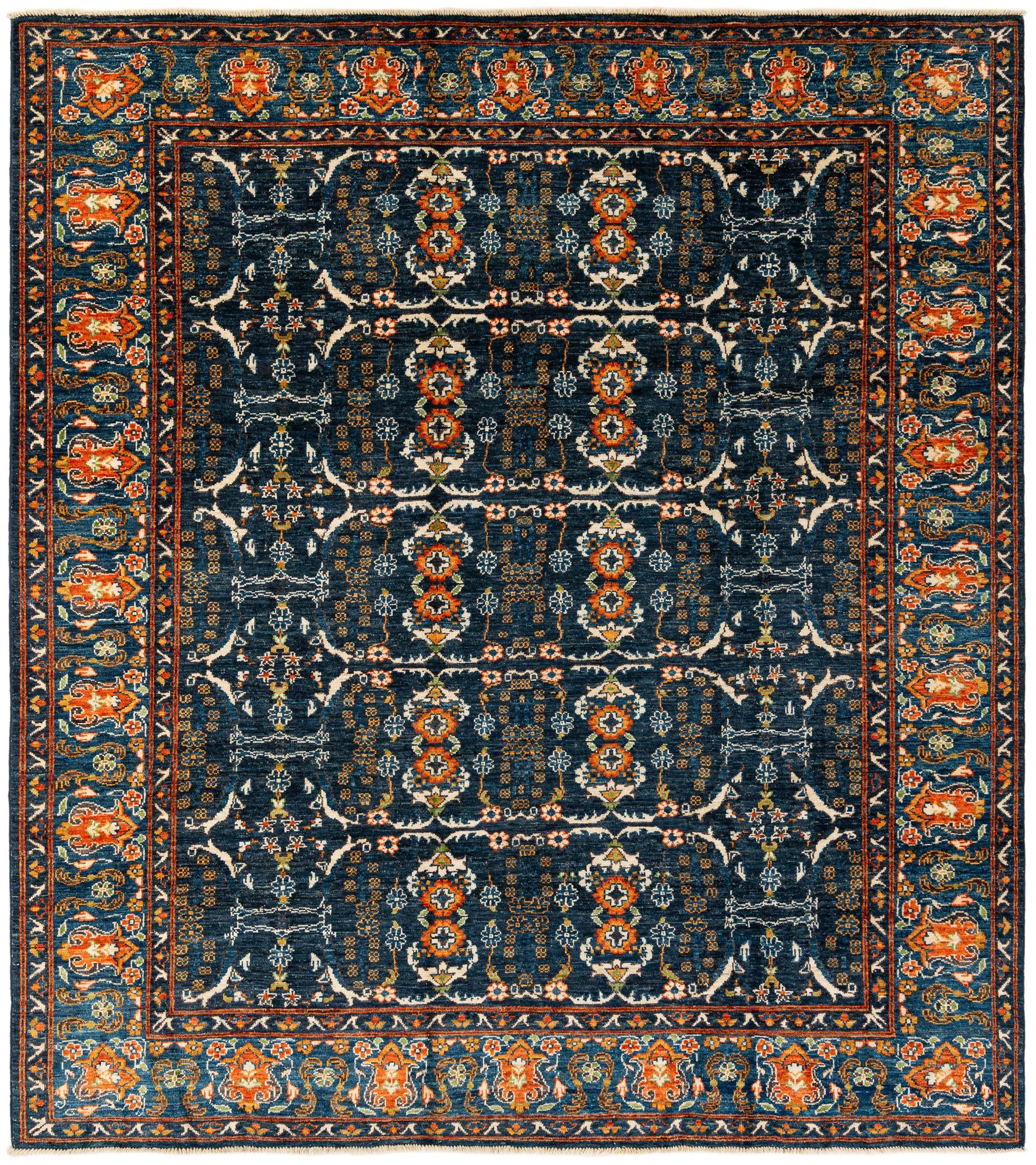 8' 9 x 9' 9 Hand Knotted Oushak Wool Rug