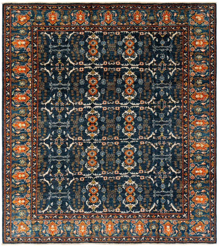 Detail image of 8' 9 x 9' 9 Hand Knotted Oushak Wool Rug