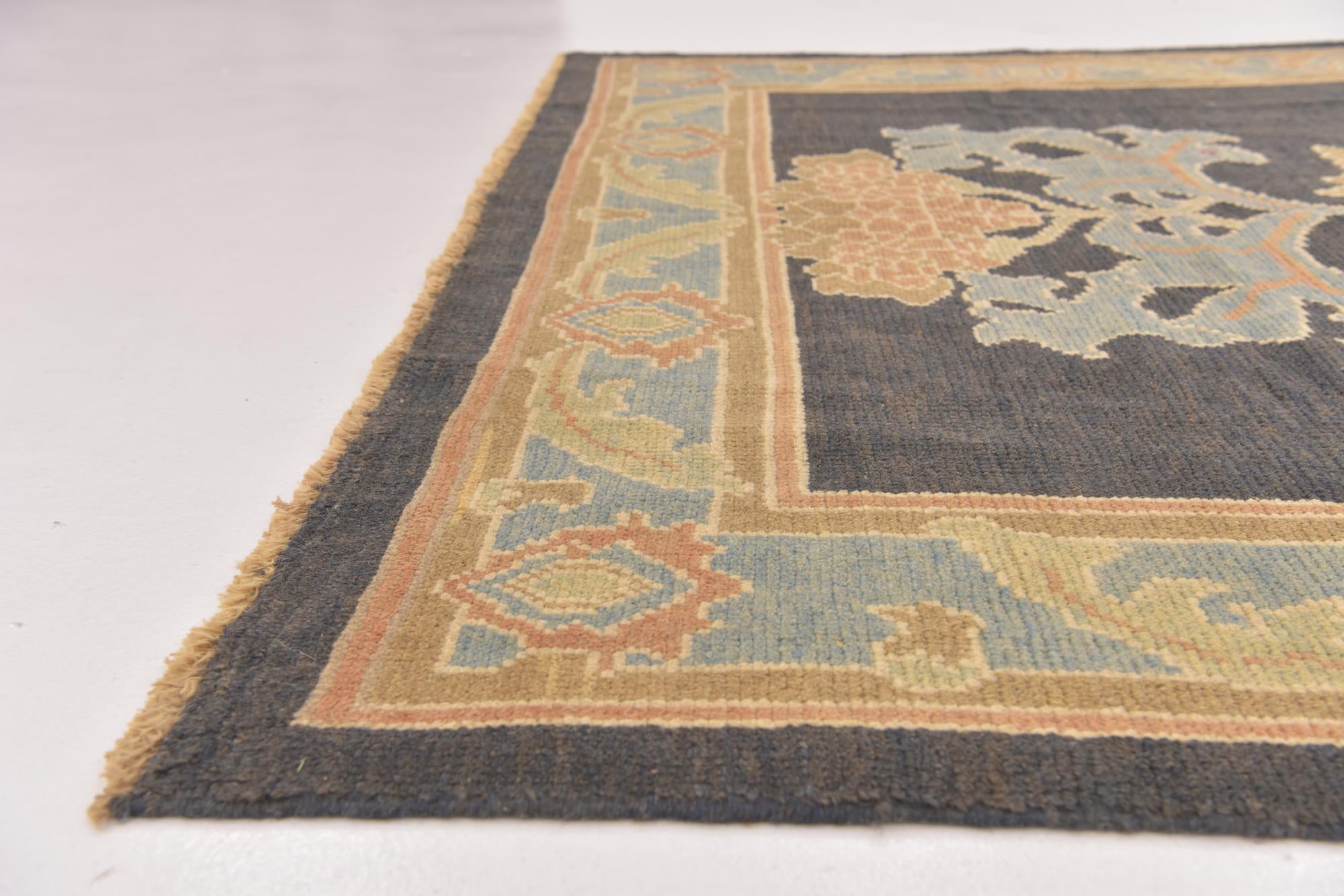 6' 10 x 8' 4 Hand Knotted Oushak Wool Rug