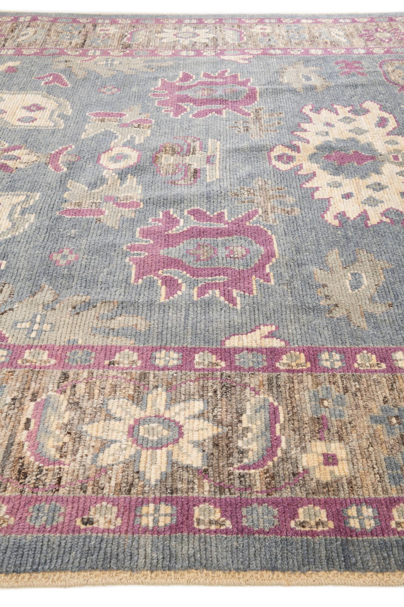 9' 4 x 12' 3 Hand Knotted Oushak Wool Rug