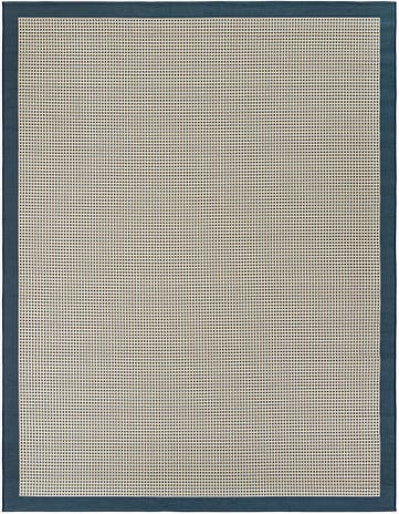 Navy Blue Easy-Clean Border Indoor / Outdoor Rug