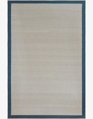 Navy Blue Easy-Clean Border Indoor / Outdoor Rug