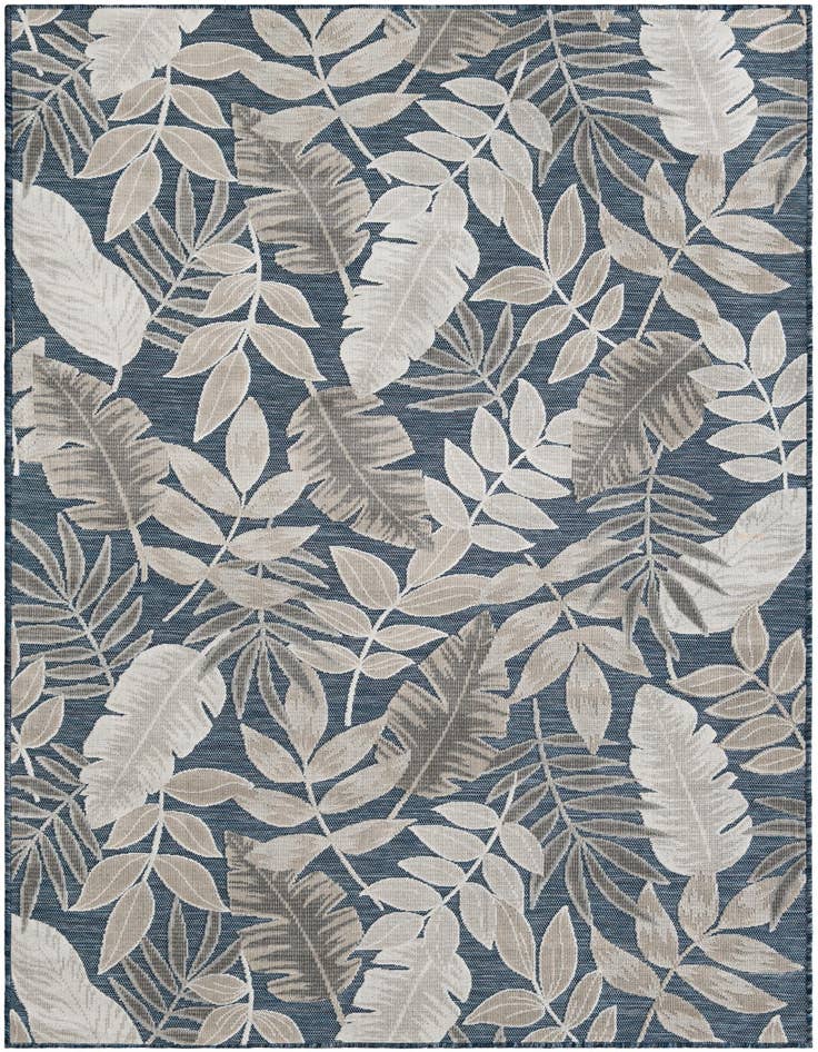 Detail image of 5' 2 x 8' Easy-Clean Botanical Indoor / Outdoor Rug