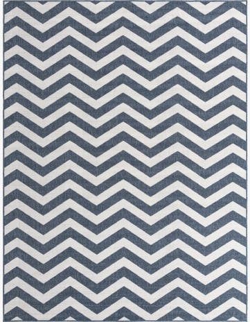 Navy Blue Easy-Clean Coastal Indoor / Outdoor Rug