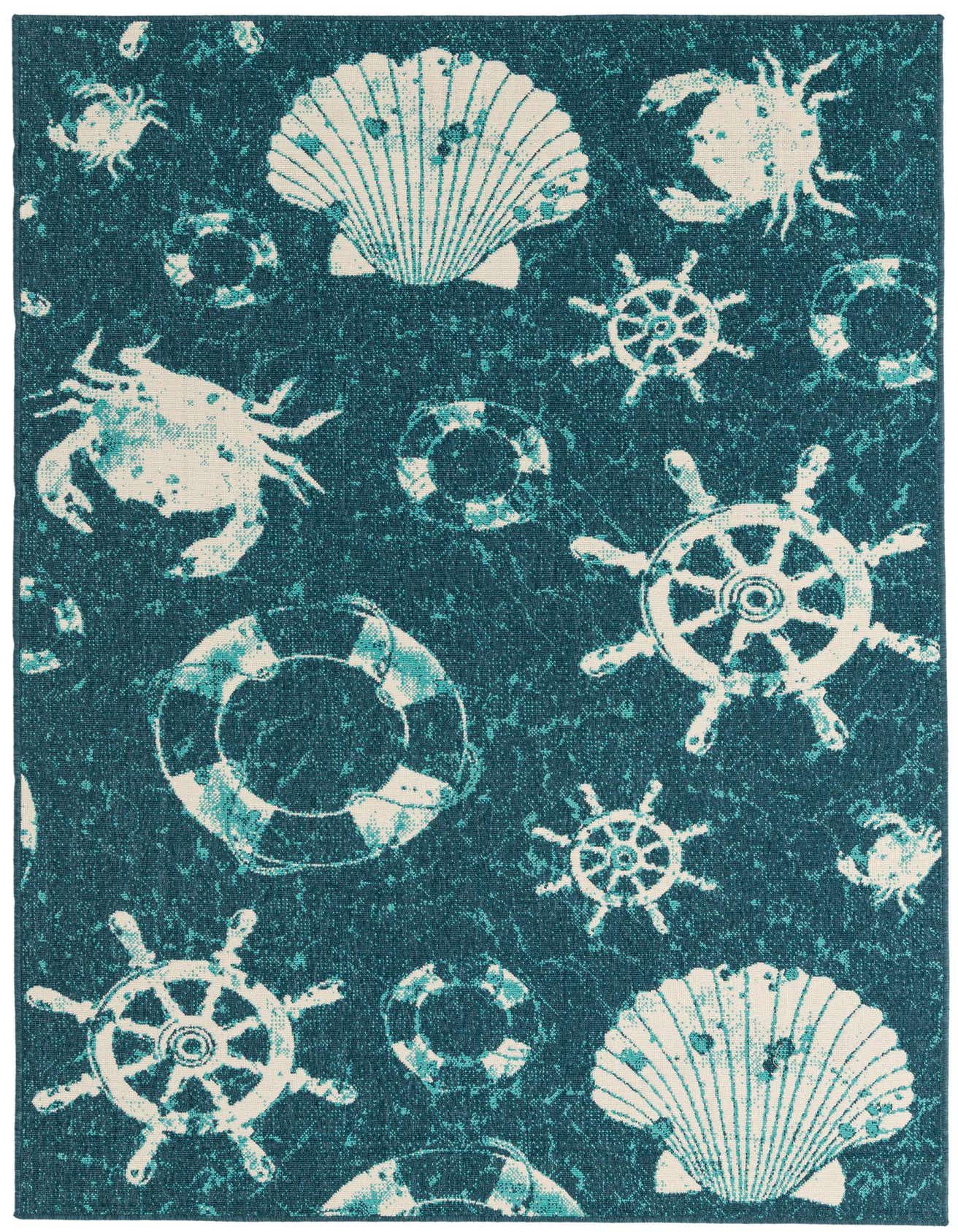 5' 3 x 8' Easy-Clean Coastal Indoor / Outdoor Rug