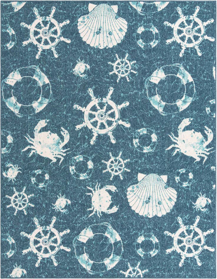 Detail image of 7' 10 x 10' Easy-Clean Coastal Indoor / Outdoor Rug