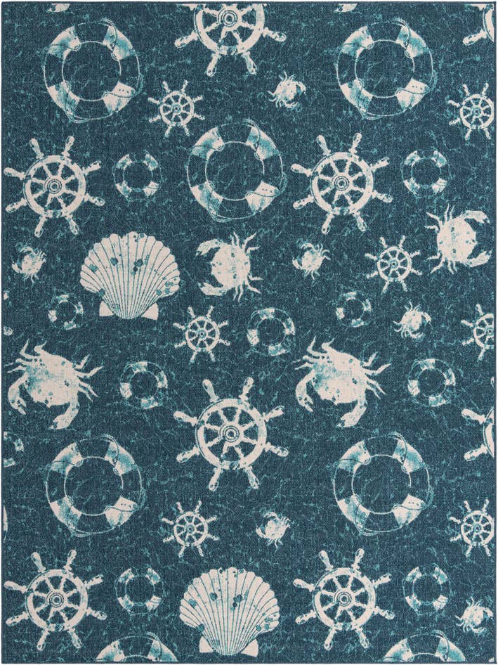 Detail image of 9' x 12' Easy-Clean Coastal Indoor / Outdoor Rug