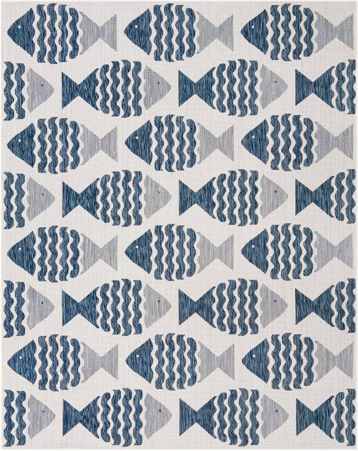 Detail image of 7' 10 x 10' Easy-Clean Coastal Indoor / Outdoor Rug